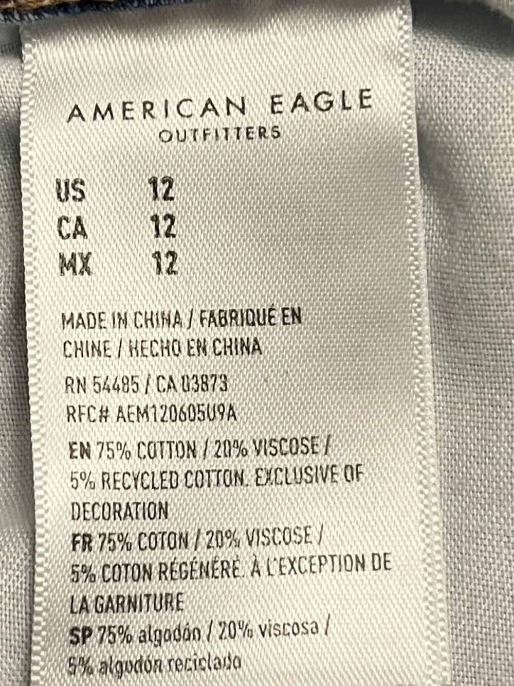American Eagle Denim Shorts -Women Size 12 -Highest Rise Waist -Baggy-Distressed